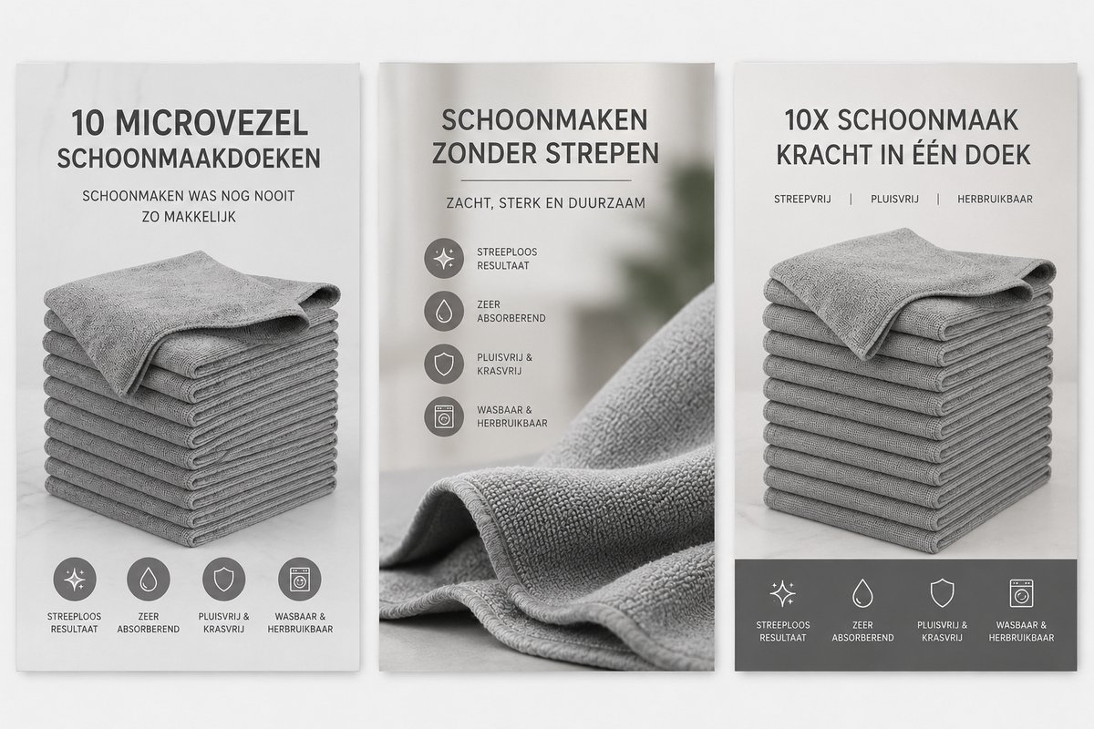 Microvezeldoek - 6 stuks - 6 kleuren