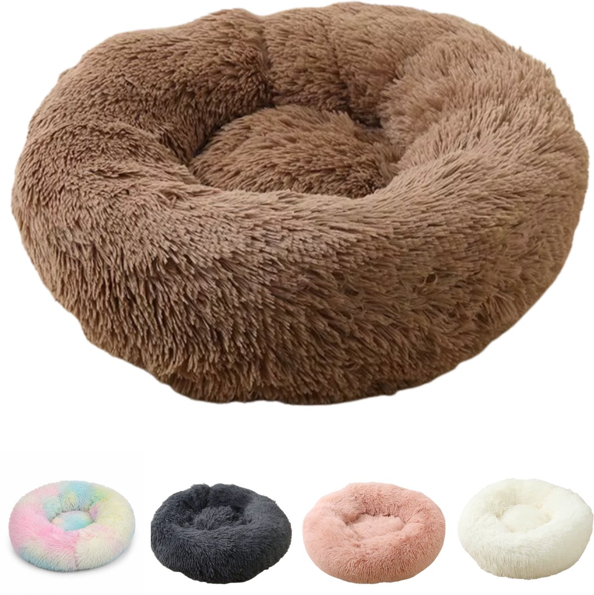60 Pines® Zachte Kattenmand Bruin - 50 cm Hondenmand -Wasbaar met Afritsbare Hoes - Donut Kattenbed - Poezenmand - Kattenkussen - Cat Bed