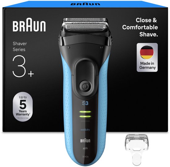 Braun Series 3+ Elektrisch Scheerapparaat - Precisietrimmer - Nat & Droog - 3040S - Blauw - Scheerapparaat voor Mannen