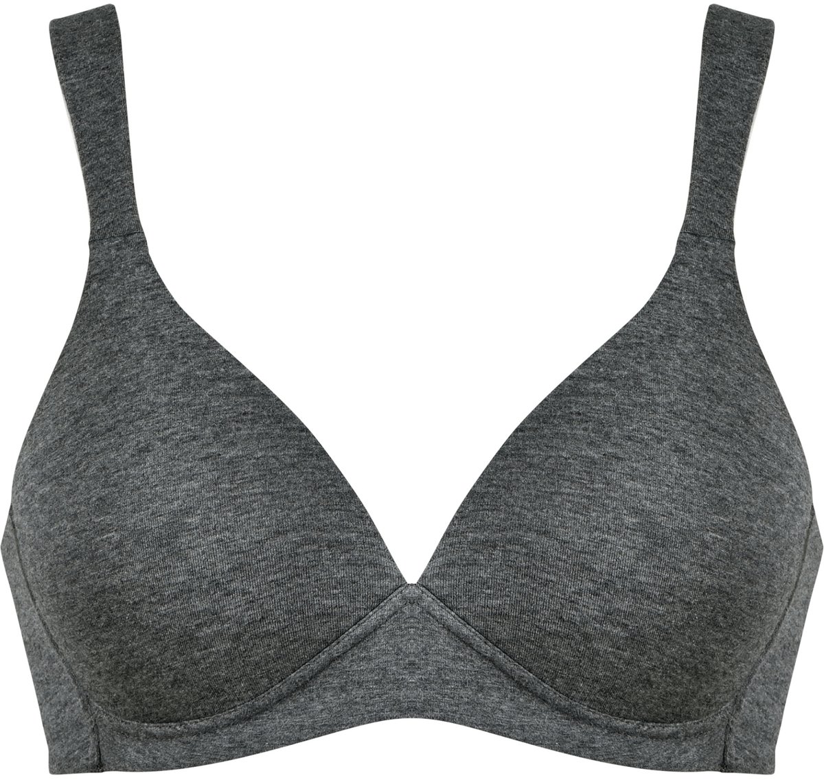 Naturana Katoenen soft bh met brede bandjes - 5520 - Grey melange-anthracite