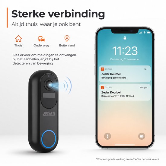 Video Deurbel - Inclusief Binnenbel & SD-kaart(32GB) Vast stroom of Batterijen - 2K Ultra HD - WiFi - T-ring geluid - Zonder abonnement - Video deurbel met Camera