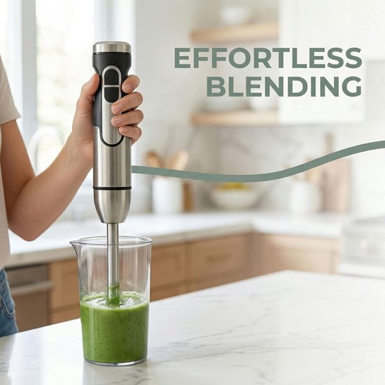 Handmixer Staafmixer - Keukenapparaat Set - Maaltijden Bereiden - Instelbare Snelheid - 425 cm - Zilver — afbeelding 2