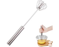 Handmixer, halfautomatische garde van roestvrij staal, halfautomatische roterende eierklopper, handmixer, roerapparaat geschikt voor in de keuken, geschikt voor het kloppen van eieren thuis (25 cm)