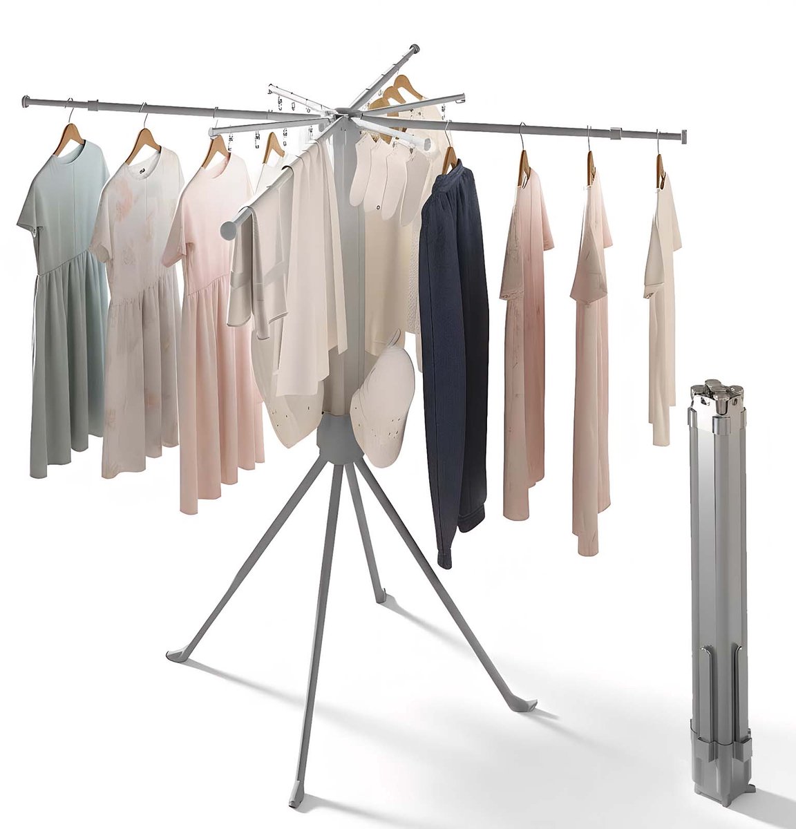SHANNA Metalen Wasrek Inklapbaar - Staand Droogrek 132cm - Draagbaar opvouwbaar droogrek - In hoogte verstelbaar - Buiten & Binnen bruikbaar