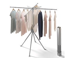 SHANNA Metalen Wasrek Inklapbaar - Staand Droogrek 132cm - Draagbaar opvouwbaar droogrek - In hoogte verstelbaar - Buiten & Binnen bruikbaar