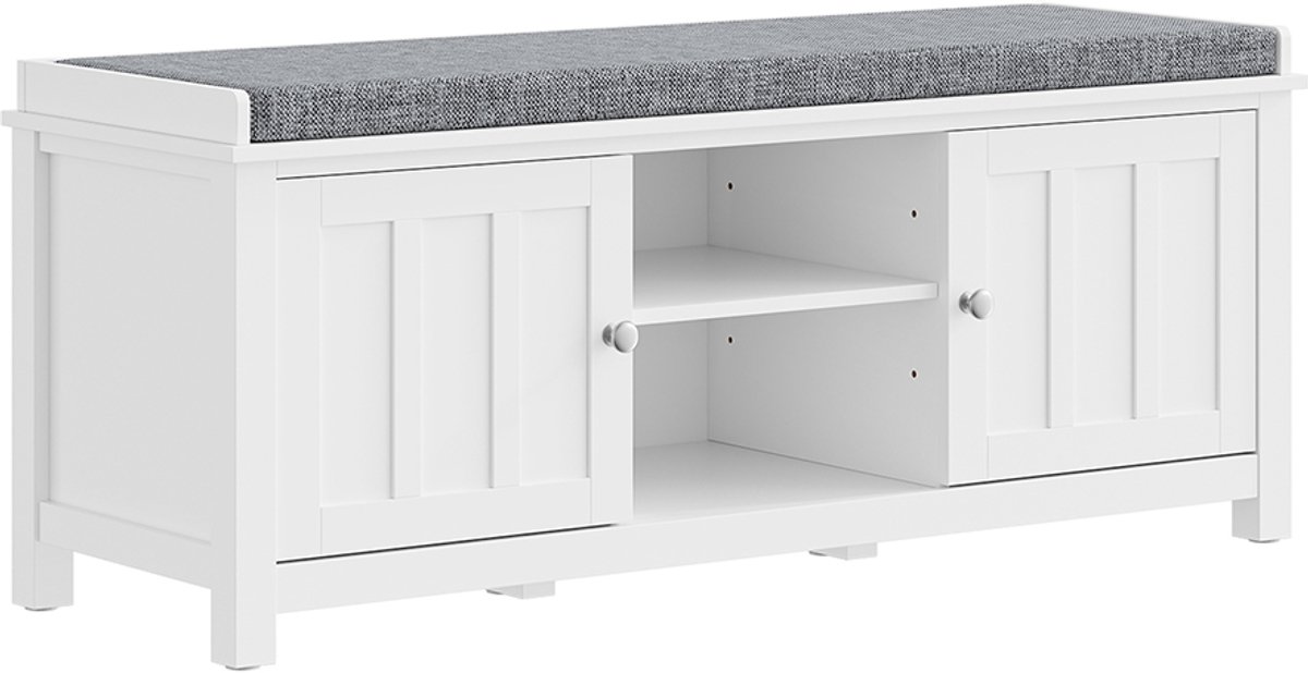 SoBuy FSR35-II-W - Schoenenbank met opbergruimte - Gepolsterde zit - Wit | FSR35-II-W