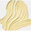 Een veeg van een lichte, gele crème met duidelijke strepen van de applicator.