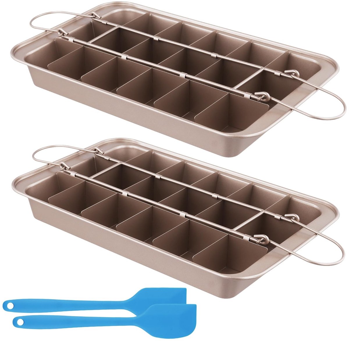 Dailygoods - 2 Pack Brownie Tin - Rechthoekige Bakplaat met 18 Sleuven en Verdeler