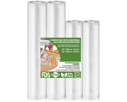 Vacuümrollen Vacumeerfolie - 20/30 cm x 500 cm 4 stuks - Vacumeerrollen Voedsel - Vacuumzakken - Vacumeerzakken geschikt voor iedere Vacumeermachine - Geschikt voor Diepvries, Magnetron en Sous Vide Koken - BPA-Vrij