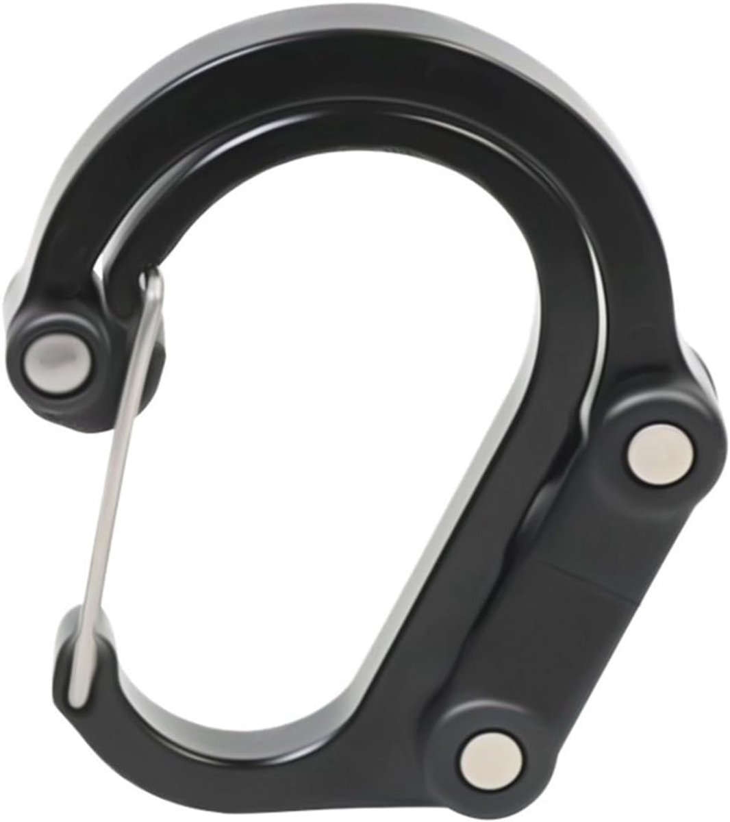 Multifunctionele draaibare gesp met haak, 360 graden draaibaar, stevige gesp, Geschikt voor kamperen, wandelen en outdoor rugzakken (zwart, medium)