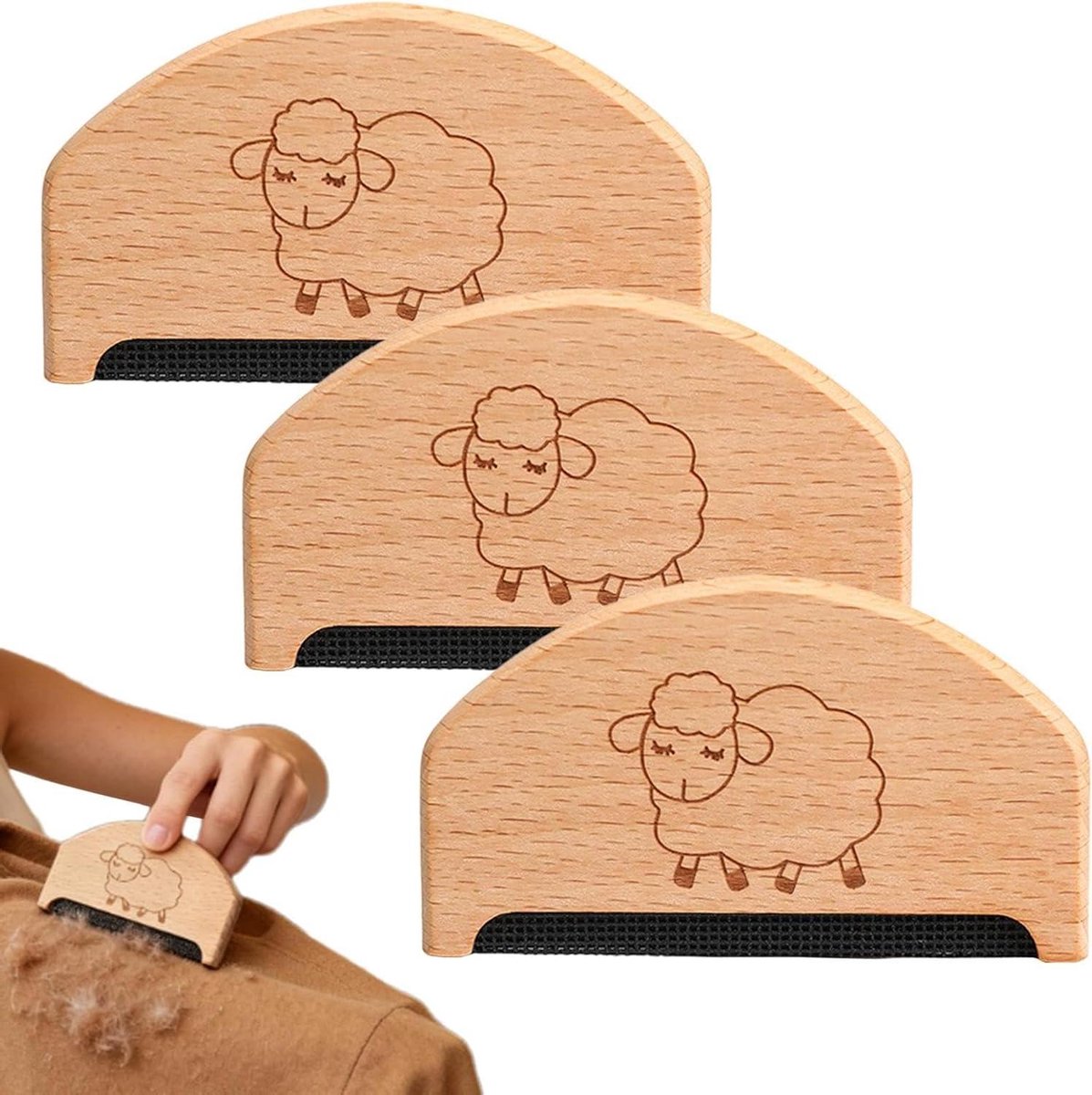 Pluisverwijderaar - Kledingborstel - Kleding Verzorgen - Houten Handvat - 7.5 x 4.3 cm - Houtkleur