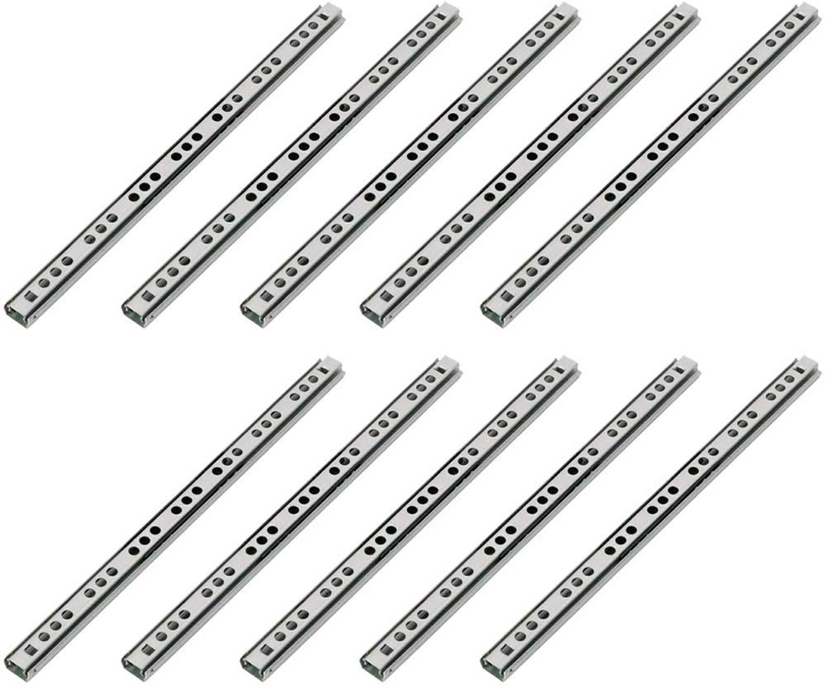 JHUBERS- Ladegeleiders 17mm - Bodemmontage - Staal - 438mm - Geschikt voor Keukenkasten - Eenvoudige Installatie - Ladegeleider