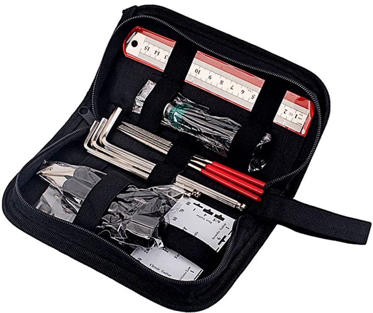 JHUBERS- Reparatieset Gitaar - Onderhoudsset - Snaren Organizer - Zeskantsleutelset - Gitaarvijlen - Opbergtas met grote capaciteit - Gitaaronderhoudset