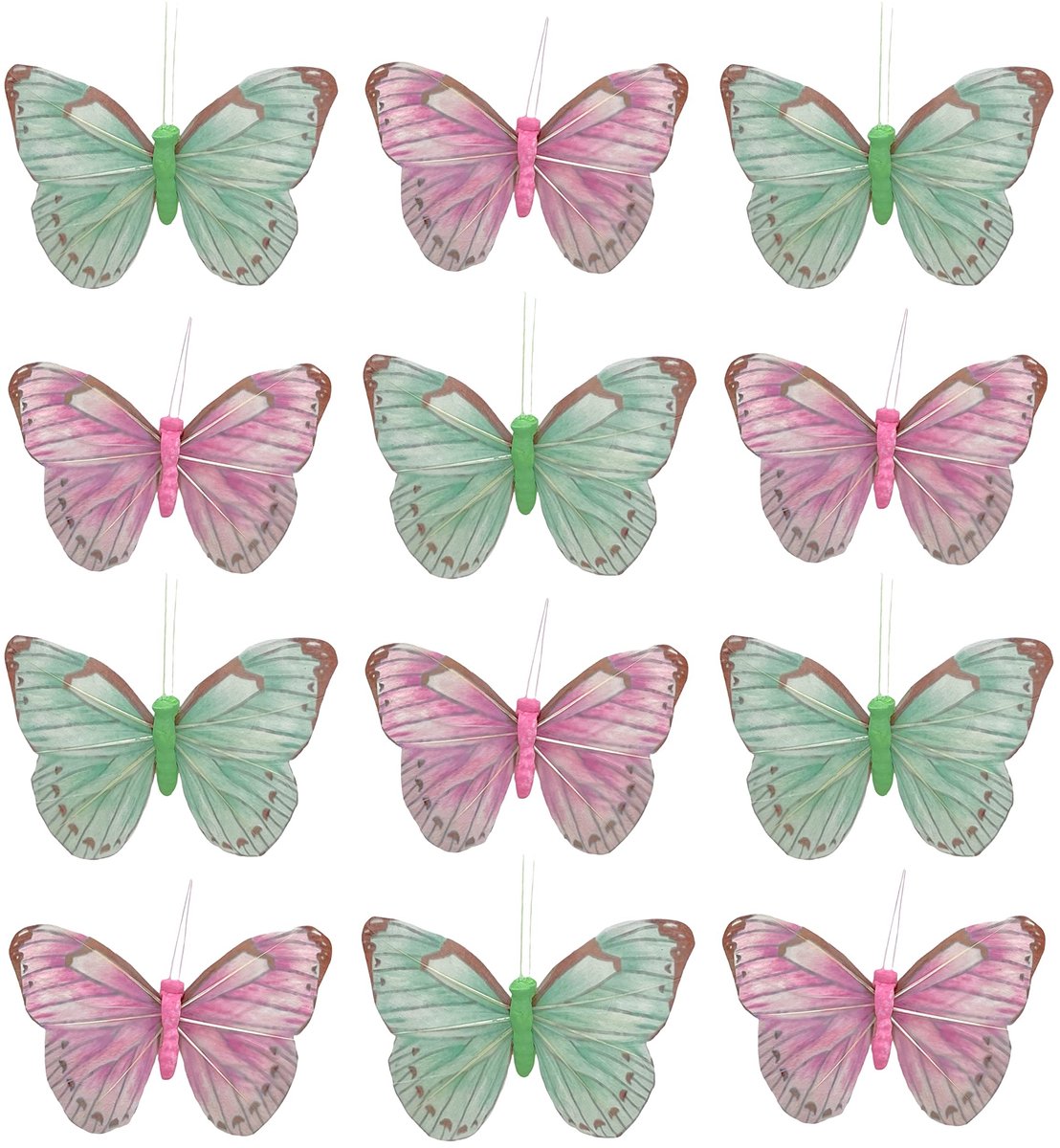 ZEYNOMAX- Decoratieve Vlinders - Handgemaakt van Veren/Tule - Tafeldecoratie - Bloemstuk/B