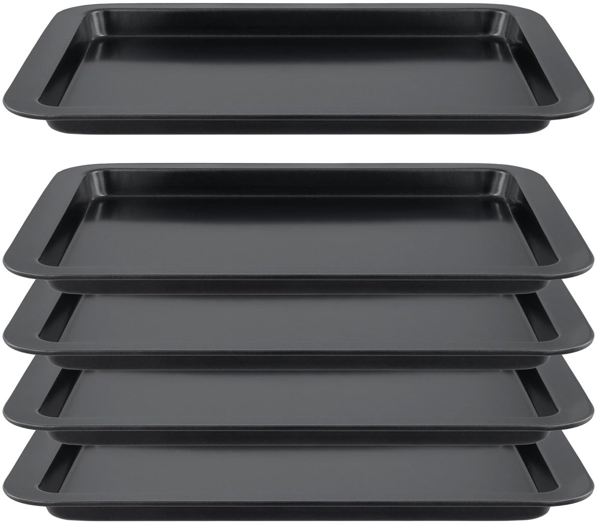 BRENZOOS- Bakplaat Set 5 Stuks - 33x23x2cm - Antiaanbaklaag - Oven Trays - Serveren - Roosteren - Geschikt voor Oven - Ovenplaat