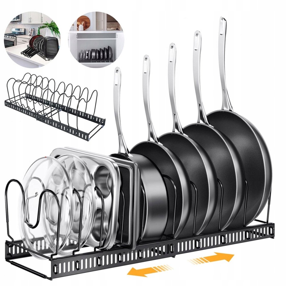 Verstelbare Pan & Deksel Organizer - Keuken Opbergrek