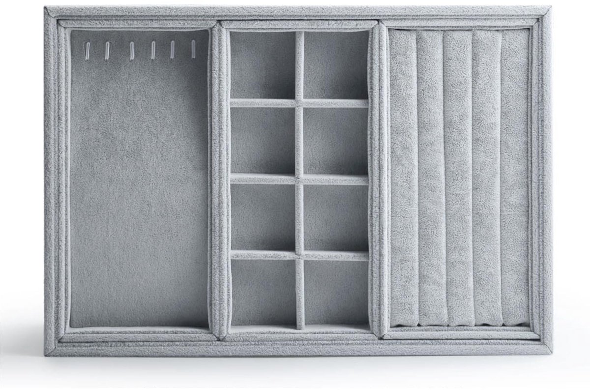 JHUBERS- Sieradendoosje Stapelbaar - Sieradenopslag - Organizer - Sieradendisplay voor Ringen/Oorbellen/Halsketting - Hoogwaardig Houtcomposiet - Fluwelen Bekleding - Sieradenopberger