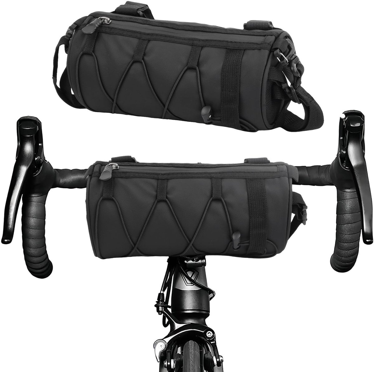 JHUBERS - Stuurtas voor fiets - Waterdichte frametas - Ruime inhoud van 2,5 liter - Geschikt voor mountainbike en racefiets - Met schouderriem - Vo...