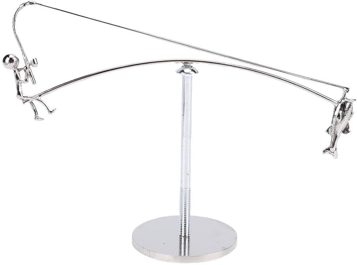BRENZOOS- Visserssculptuur - Metalen Decoratie - Handgemaakt Kunstornament - Dynamische Beweging - Decoratie Woonkamer - Compacte Maat