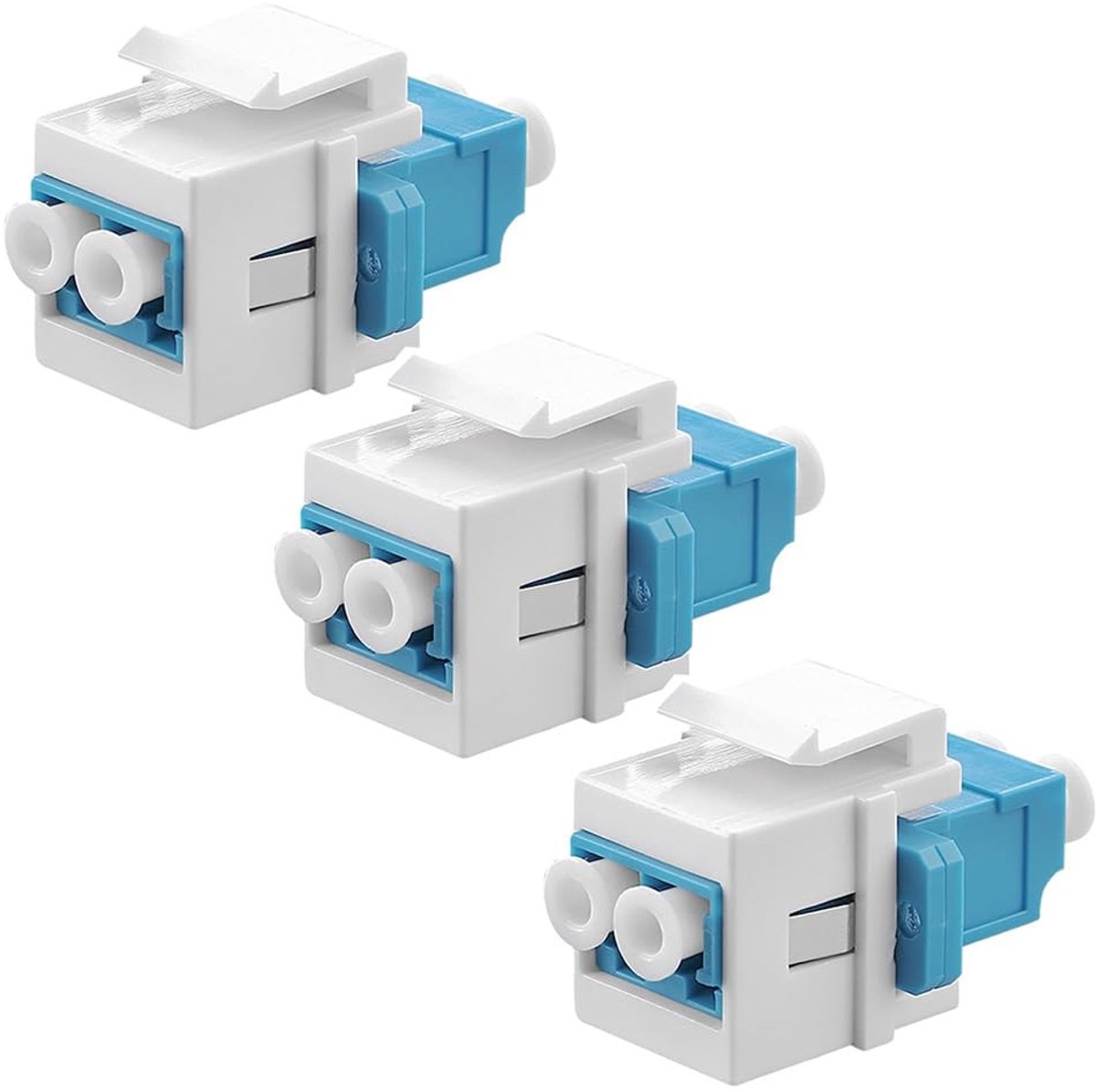 BRENZOOS- LC-koppeling 3 stuks - multimode glasvezel - vrouwelijke connector - Keystone-aansluiting - betrouwbare module - razendsnelle gegevensoverdracht - Glasvezelkoppeling