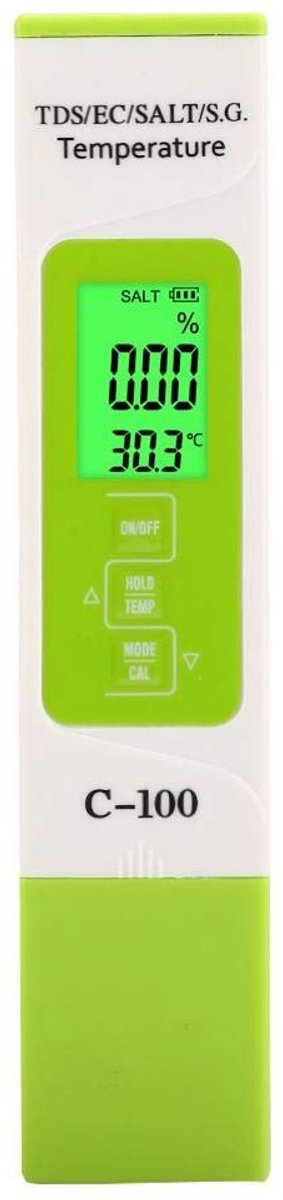 JHUBERS - Waterkwaliteitstester - 5-in-1 - Multifunctioneel - Compact formaat - Zoutgehalte - Ideaal voor aquaria - Geschikt voor zeewater