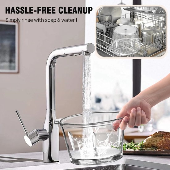 Hutjemutje - foodprocessor - keukenmachine - hakmolen - 2L - multifunctionele kleine keukenmachine - met 2 snelheden & 4 messen van Hutjemutje — afbeelding 4
