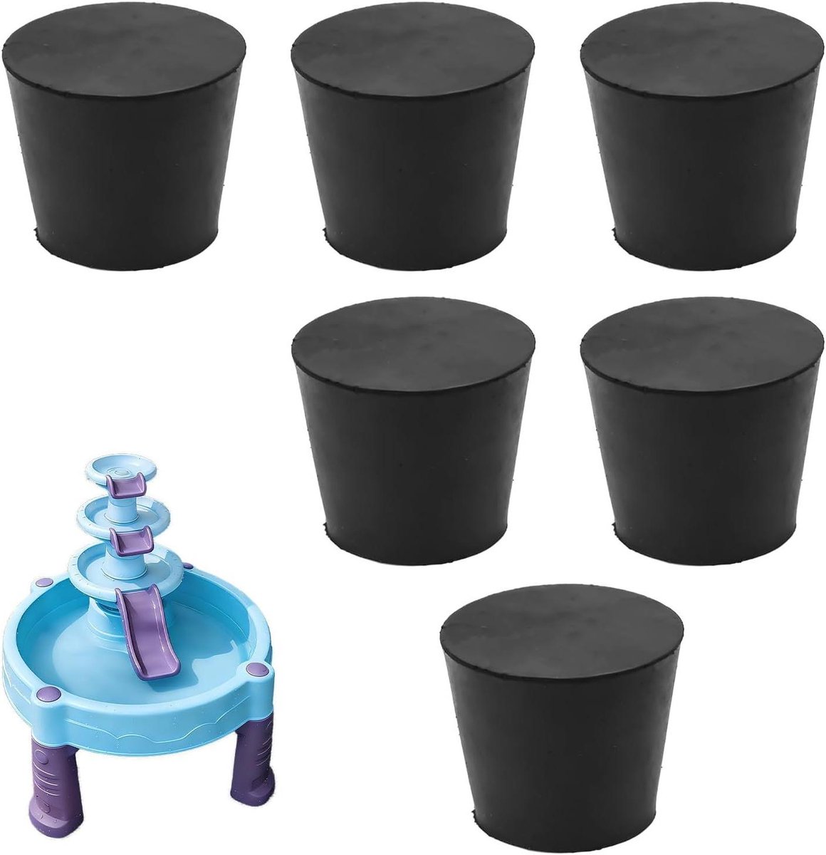 Water tafel plug - Rubber stopper - Water vasthouden - Lekvrij ontwerp - 6 stuks - Zwart