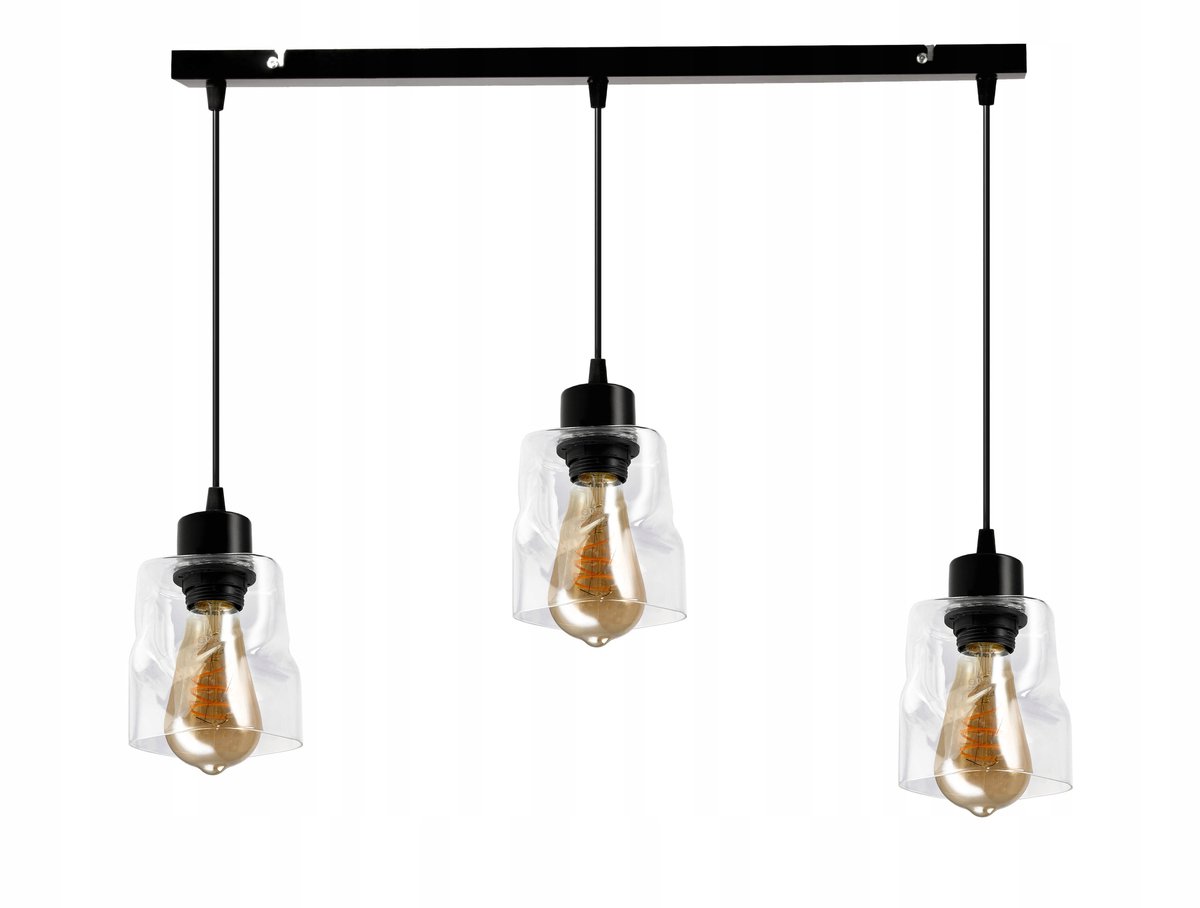 LED Hanglamp 3x E27 Verstelbaar Vierkant Amber Glas