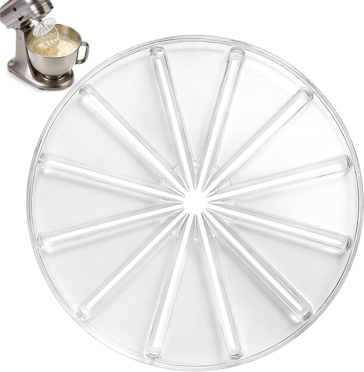 Mixer spatdeksel - Garde schraper - Schoon bakken - Voedselveilig materiaal - 14 cm rond - Transparant