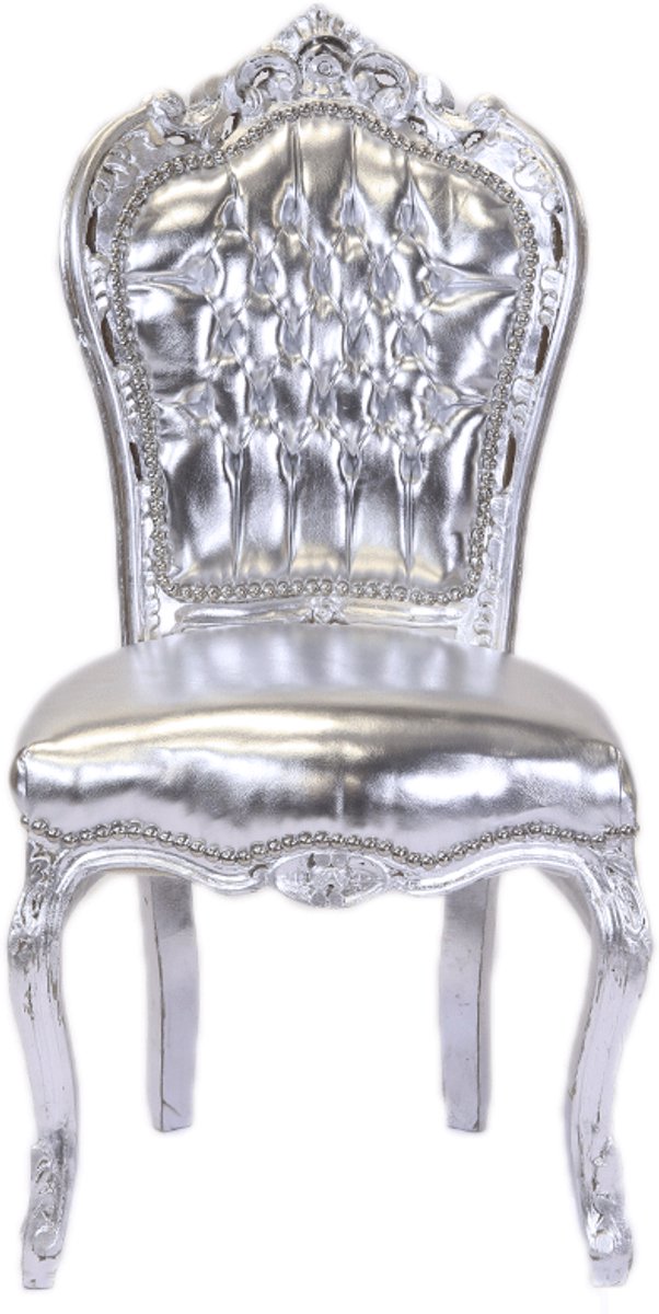 Barok Eetkamerstoel Zilver Skai
