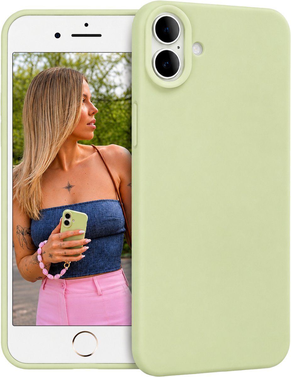 4SMH® Telefoonhoesje Geschikt voor Apple iPhone 16 - Matcha Groen Hoesje - Licht Groen TPU Soft Case - Smartphone & Telefoonhoesjes - Mobiele Telefoon Bescherming - GSM Draadloos Opladen