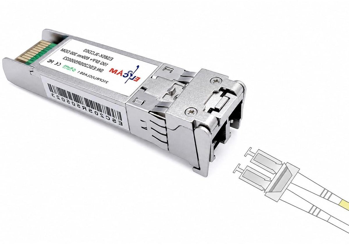Glasvezel Transceiver Module - Netwerk Module - Netwerk Uitbreiding - 10 Gbps Snelheid - 300 Meter - Grijs