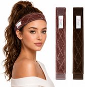 Guardian Beauty Lot de 2 bandeaux antidérapants pour perruques – Velours – Avec dentelle – Fermetures velcro réglable – Pince pour perruque (marron + marron camel gratuit)