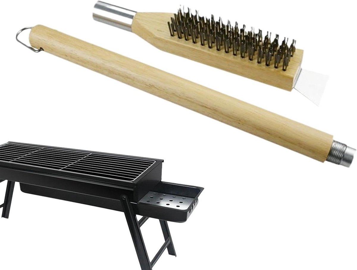 Pizzaovenborstel - Roosterreiniger - Grill Schoonmaken - Afneembare schraper - 30 cm lengte - Niet gespecificeerd