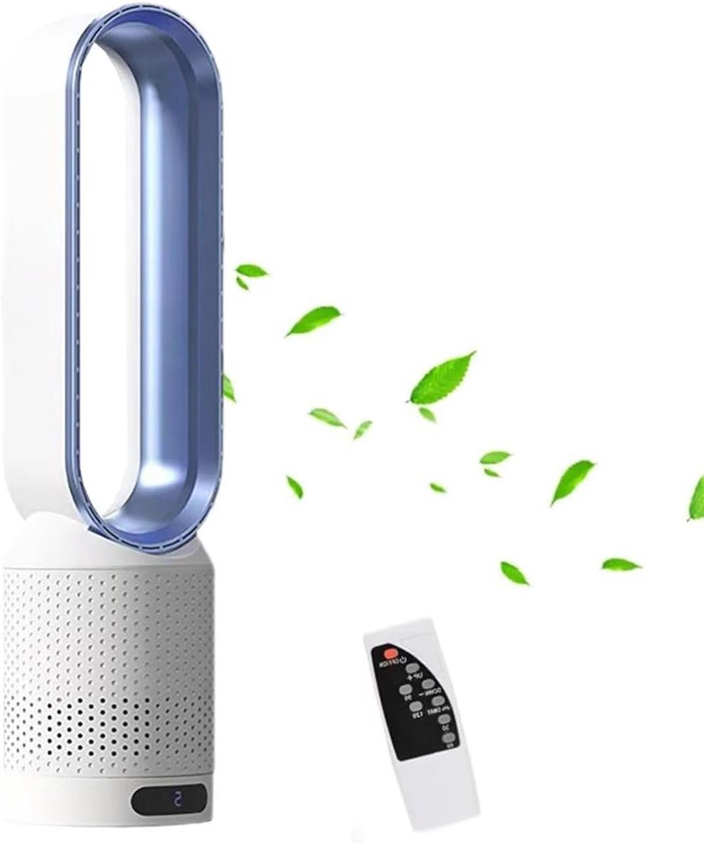 Torenventilator Luchtreiniger - Bladeloze Ventilator - Binnenklimaat Verbeteren - 2-in-1 Functie - 56 Cm - Wit Blauw