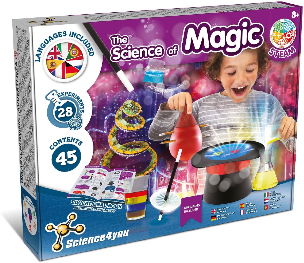 Science4you Wetenschap van de magie - goochelset voor kinderen met 28 trucs - goochelkist met toverdrank en nog veel meer Spelen en gedracht voor kinderen vanaf 8 jaar