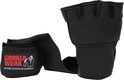 Zwarte Gorilla Wear binnenhandschoen met polswrap en klittenband, met rood logo.