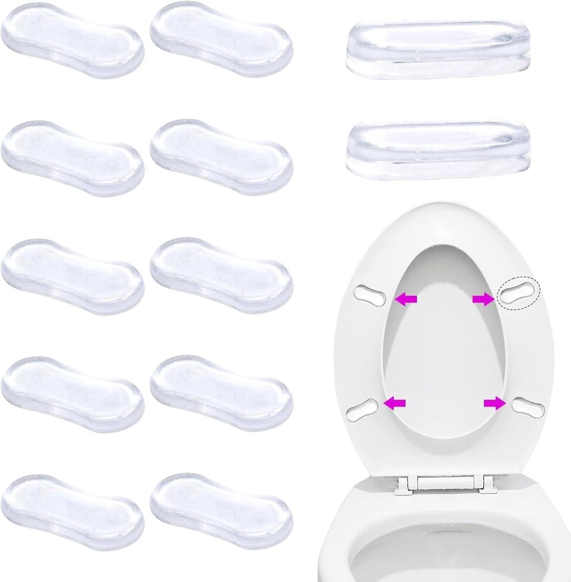 Toiletbrilbuffers - Rubberen stoppers - Stille toiletbezoek - Antislip ontwerp - 2 sets - Transparant
