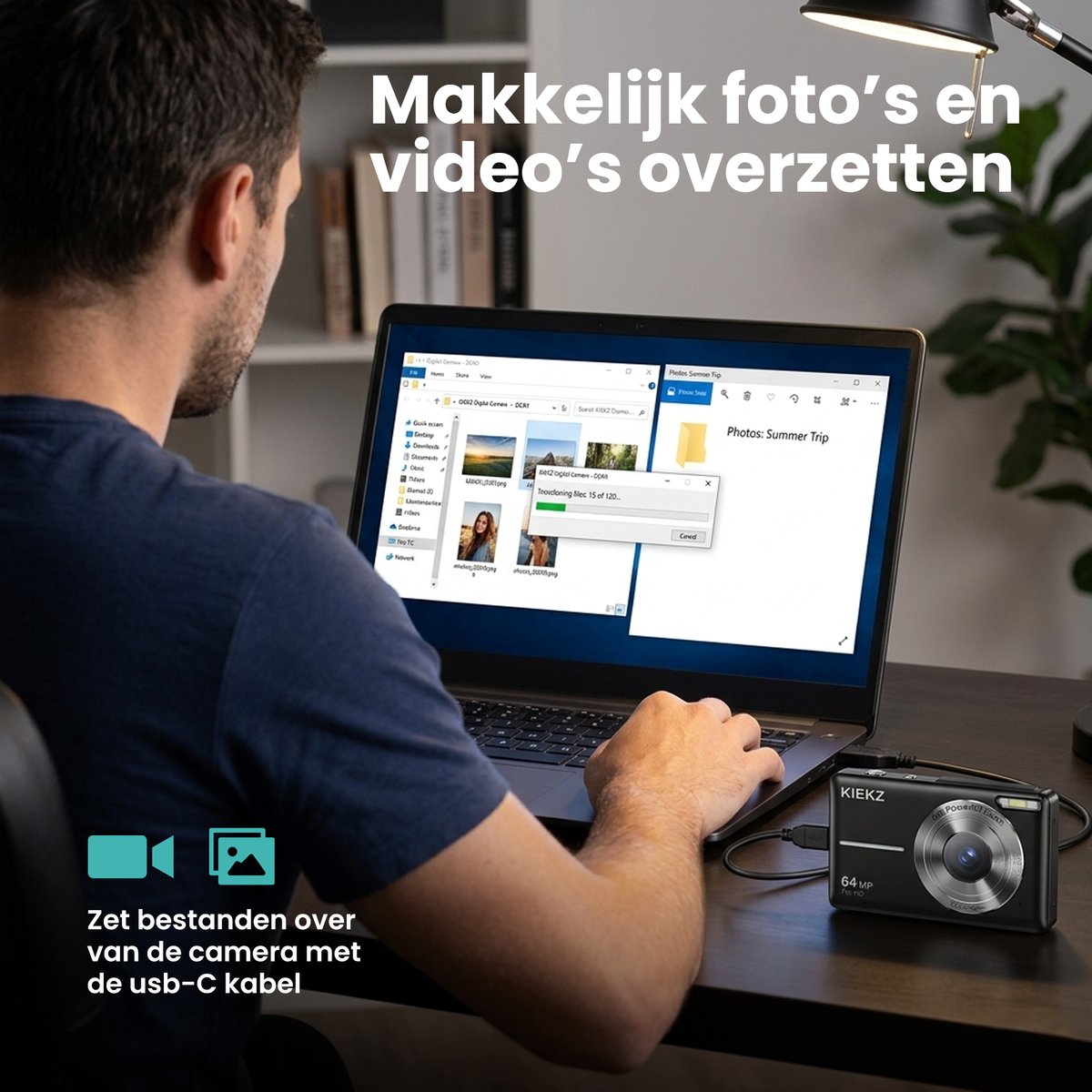 Kiekz Digitale Camera 64MP - Fotocamera Full HD - Compact Camera - Fototoestel - Autofocus - Ideaal voor Kinderen en Beginners - Inclusief 32GB SD Kaart - Zwart – foto 8