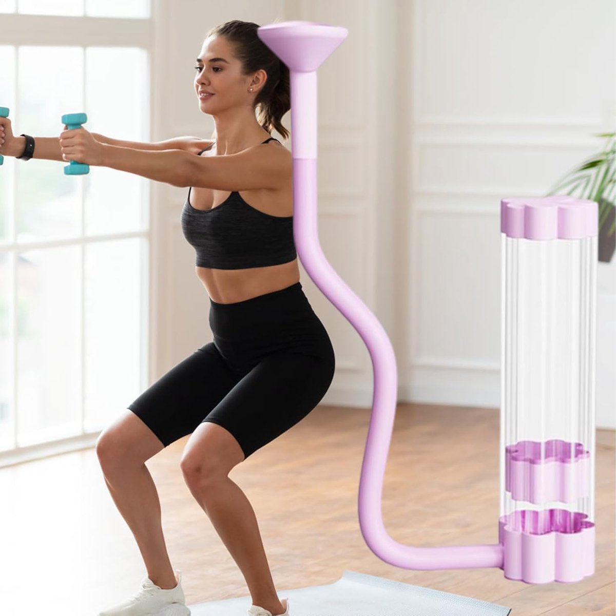 Ademtrainer - Fitnessapparaat - Ademhalingsoefeningen - Gerichte spierversterking - 20 x 12 x 8 cm - Roze