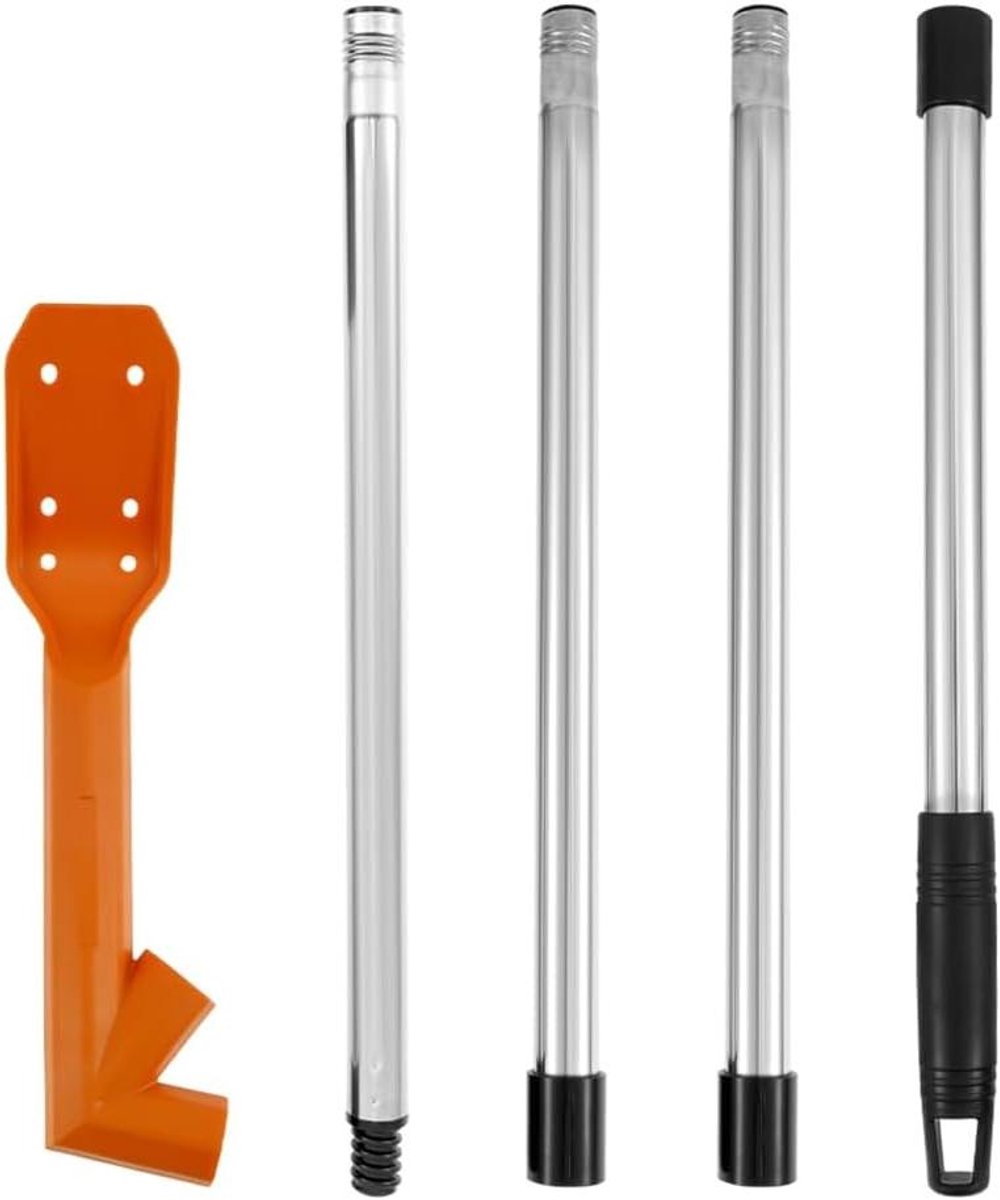 Pijpreiniger Lange Steel - Afvoerontstopper Tuinschep - Dakrand Reinigen - Flexibel Verstelbaar - Vier Stangen - Zoals Afgebeeld