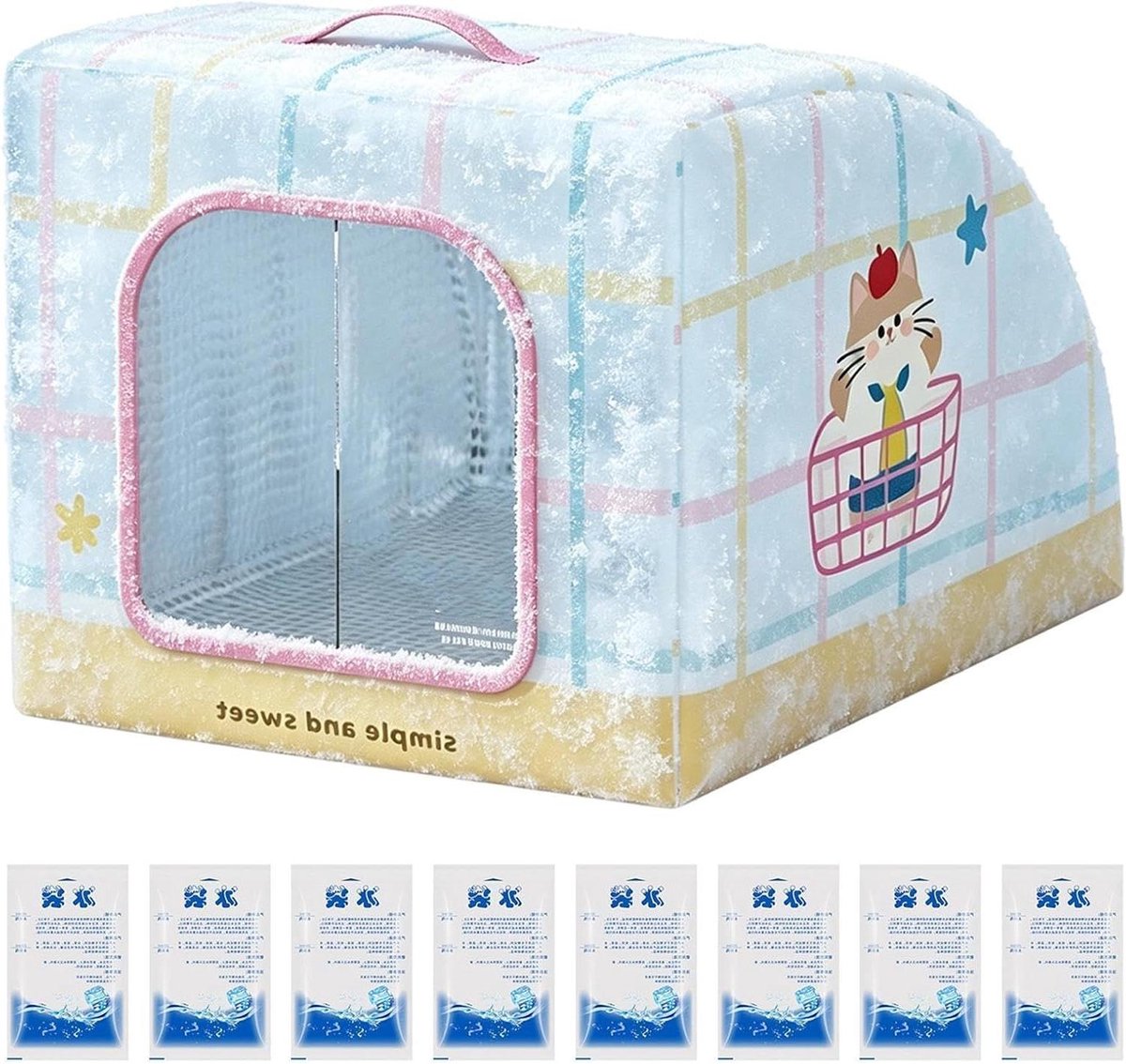 Geïsoleerd Kattenhuis - Draagbaar Onderkomen - Koel Blijven - Met IJs Pack - 12x30x12 cm - Katje