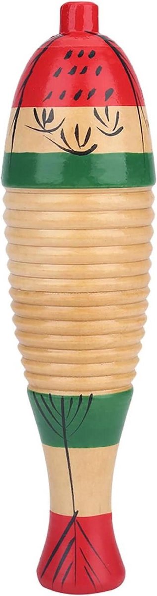 Houten Guiro - Percussie Instrument - Muziek Maken - Visvorm Ontwerp - 21 Cm - Kleurrijk
