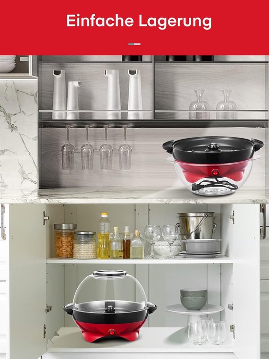 Popcornmachine voor thuis - Snackmaker - Lekkere snacks maken - Snelle en gelijkmatige verwarming - 55 liter capaciteit - Rood — afbeelding 4