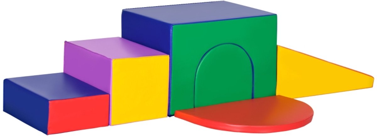 YYchan Zachte Speelblokken - 7-delige Schaumstoffblöcke Set - Met Treppe en Rampe - Duurzaam Kunstleder - Multicolor - 12-36 maanden
