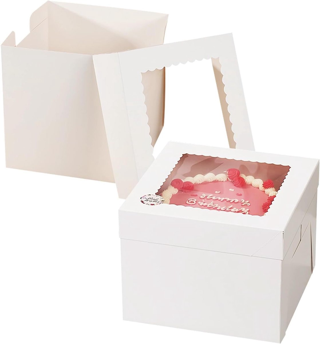 Dailygoods- Taartdoos 20 x 20 x 20 cm - 8 Stuks - Milieuvriendelijk - Geschenkdoos - Kijkvenster - Perfect voor gebak - Gebakdoos