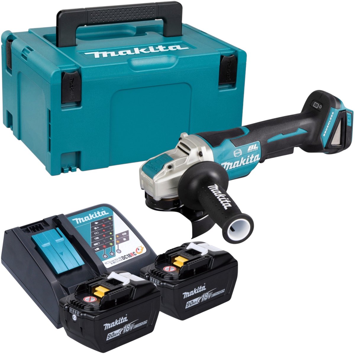 Makita DGA 520 ZX1 Snoerloze haakse slijper 18 V 125 mm X-LOCK Brushless Solo - zonder accu, zonder lader