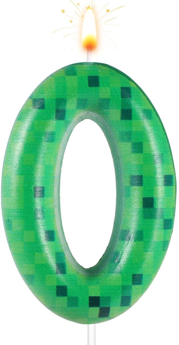 Dailygoods- Verjaardagskaars Groene Nummer 0 - Verjaardagstaartkaars - TNT Thema - Feestdecoratie - Paraffinewas - Veiligheidswaarschuwing - Taartkaars