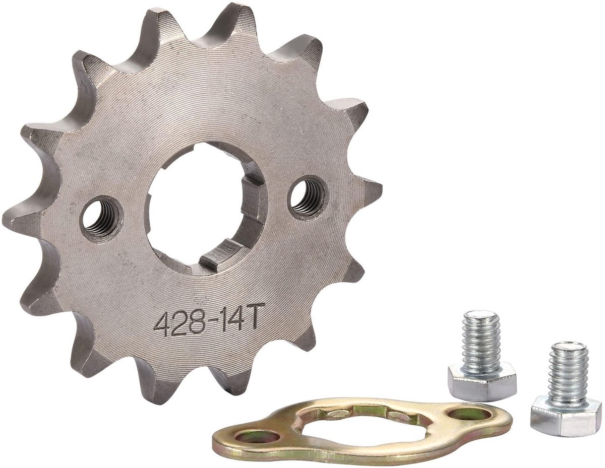 Dailygoods- Voorblad 428 14T - Vervangingsonderdeel voor 50cc/70cc/90cc/110cc/125cc - Hoogwaardige roestvrij staal - Eenvoudig te installeren - Afstand tussen montagegaten 34mm - Binnen diameter 18mm/20mm - Tandwiel