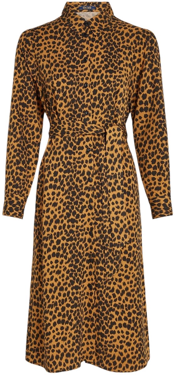 Dailygoods- Blousejurk - Stijlvolle Damesjurk - Lange Mouwen - Knoopsluiting - Zijdelingse Steekzakken - Dierenprint - Jurk